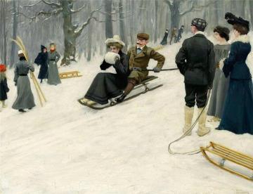 Snow Sled Ride In Søndermarken, Copenhagen Artwork by Paul Gustave Fischer