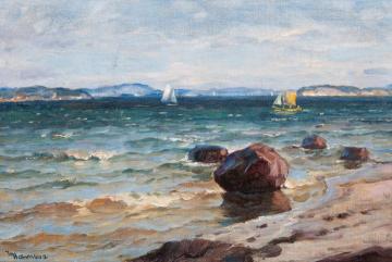 Seascape with Sailboats Artwork by Thorolf Holmboe
