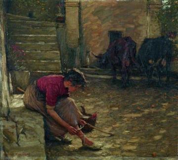 Going out with the Cows Artwork by Henry la Thangue
