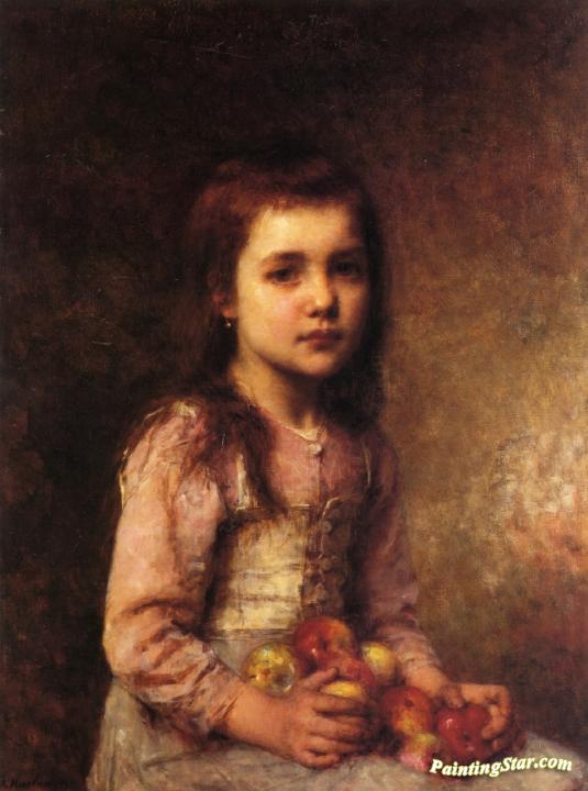 Portrait Of A Young Girl With Apples Artwork by Alexei Harlamoff