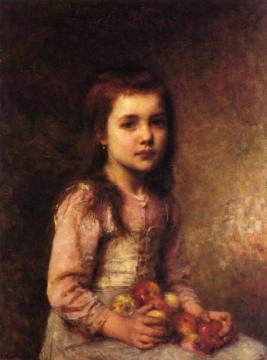 Portrait Of A Young Girl With Apples Artwork by Alexei Harlamoff