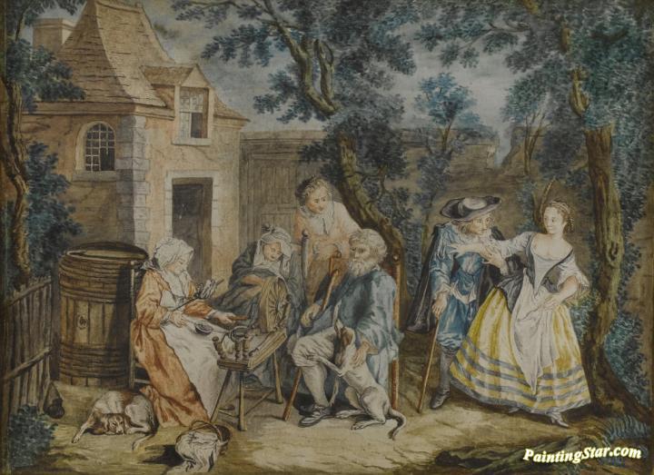 Woman At Spinning Wheel Artwork by Nicolas Bernard Lepicie