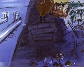 The Black Freighter with White Piers Artwork by Raoul Dufy