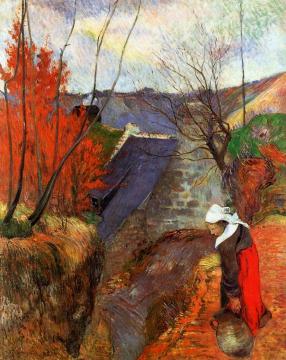 Breton Woman with Pitcher Artwork by Paul Gauguin