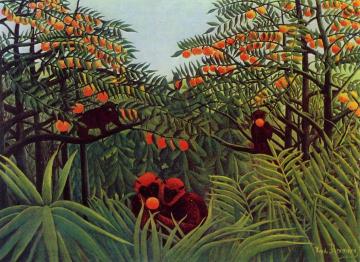 Apes In The Orange Grove Artwork by Henri Rousseau