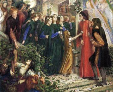 Beatrice, Meeting Dante at a Wedding Feast, Denies him her Salutation Artwork by Dante Gabriel Rossetti