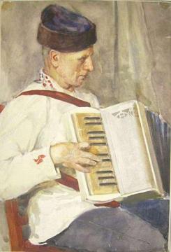Lettish Accordionist Artwork by Nikolai Petrovich Bogdanov-belsky