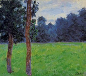 Two Trees in a Meadow Artwork by Claude Oscar Monet