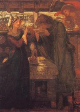 Tristram and Isolde Drinking the Love Potion Artwork by Dante Gabriel Rossetti