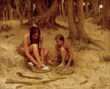 Putting On The War Shoes Artwork by E. Irving Couse