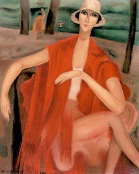 Young Woman In A Red Shawl (after Rose-marie Matthey) Artwork by Alice Bailly