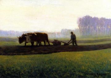 Oxen Ploughing Artwork by Clarence Gagnon