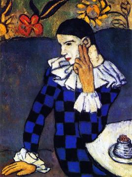 Leaning Harlequin Artwork by Pablo Picasso