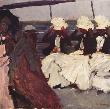 Promenade deck with three ladies Artwork by George Heidrik Breitner