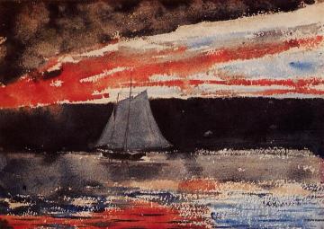 Schooner at Sunset Artwork by Winslow Homer