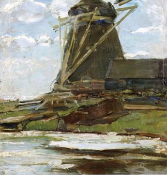 Oostzijdse Mill with Cropped Wings Artwork by Piet Mondrian