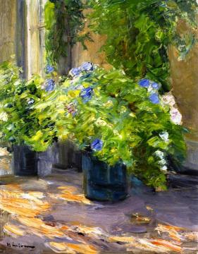 Flower Pots in front of the House Artwork by Max Liebermann