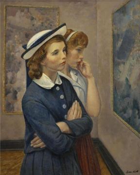 Girls At The Exhibition Artwork by Leon Kroll