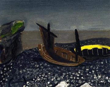Cliff with Two Beached Boats Artwork by Georges Braque