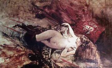 Naked Young Lady With Blanket Artwork by Giovanni Boldini