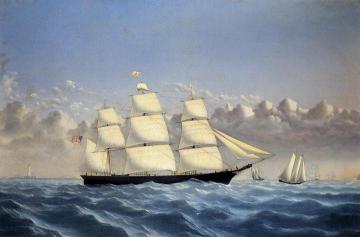 Clipper Ship 'Golden West' of Boston, Outward Bound Artwork by William Bradford