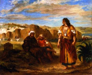 View of Tangier with Two Seated Arabs Artwork by Eugène Delacroix