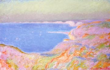 On the Cliffs near Dieppe, Sunset Artwork by Claude Oscar Monet