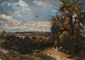 A cart on a Lane at Flatford Artwork by John Constable