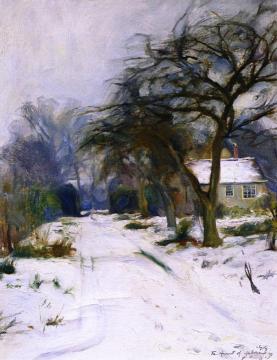The First Of February, The Driveway At Littleworth Corner In The Snow Artwork by Philip Alexius de Laszlo