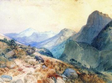 A Deer in a Mountain Landscape Artwork by Thomas Moran