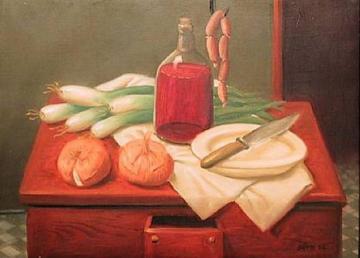 The Kitchen Table Artwork by Fernando Botero