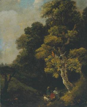 Landscape with Figures under a Tree Artwork by Thomas Gainsborough