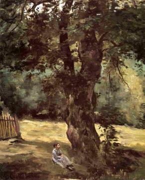 Woman Seated under a Tree Artwork by Gustave Caillebotte