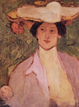 Woman in a Pink Hat Artwork by József Rippl-Rónai