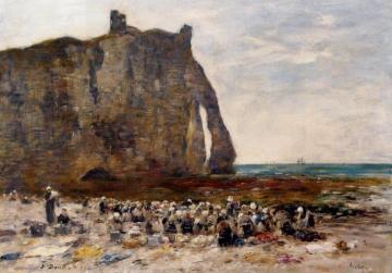 The Laundresses of Etretat Artwork by Eugène-Louis Boudin