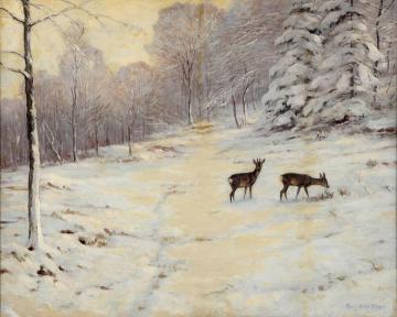 Forest Glade in Winter Artwork by Maximilian von Klein-Diepold