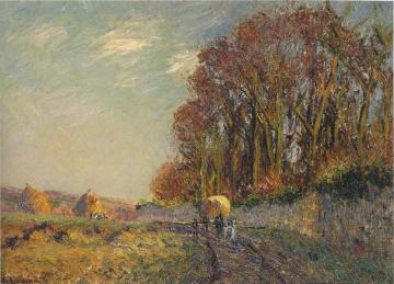 Cart in an Autumn Landscape Artwork by Gustave Loiseau