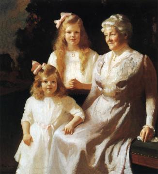 Mrs. Henry Harrison Proctor With Barbara And Frances Artwork by Frank Weston Benson