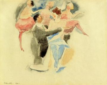 In Vaudeville: Man and Woman with Chorus Artwork by Charles Demuth