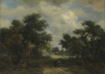 A Road winding past Cottages Artwork by Meindert Hobbema