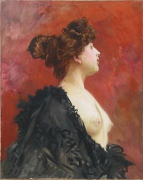 Portrait Of A Woman With Nude Breasts Artwork by Frederik Henrdik Kaemmerer