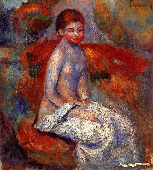 Nude Seated in a Landscape Artwork by Pierre Auguste Renoir