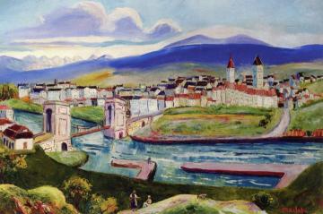 View of Neuchatel Artwork by Elisée Maclet