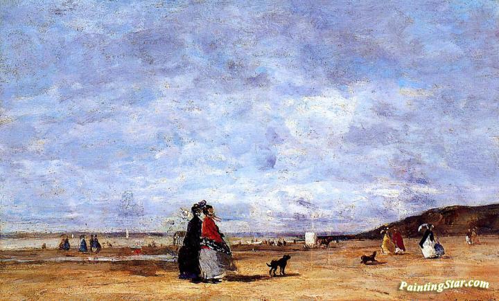 Elegant Women on the Beach Artwork by Eugène-Louis Boudin