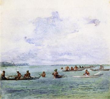 Fishing Party in Canoes, Samoa Artwork by John La Farge