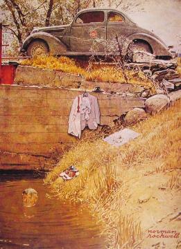 The Swimming Hole Artwork by Norman Rockwell
