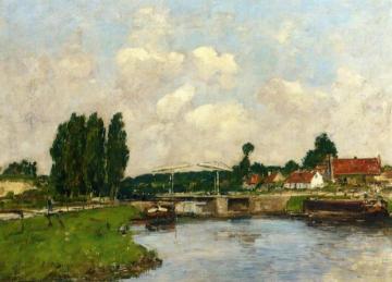 The Lock at Saint-Valery-sur-Somme Artwork by Eugène-Louis Boudin