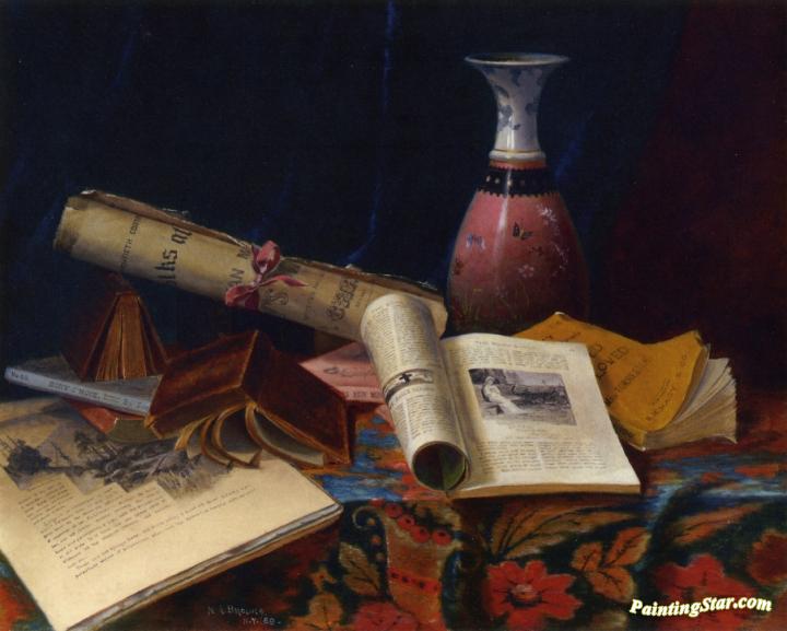 Still Life with Vase and Books Artwork by Nicholas Alden Brooks