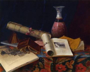 Still Life with Vase and Books Artwork by Nicholas Alden Brooks