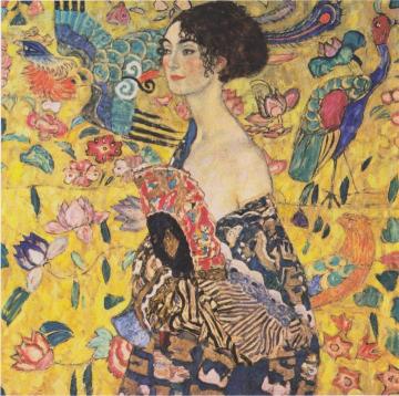Lady With Fan Artwork by Gustav Klimt
